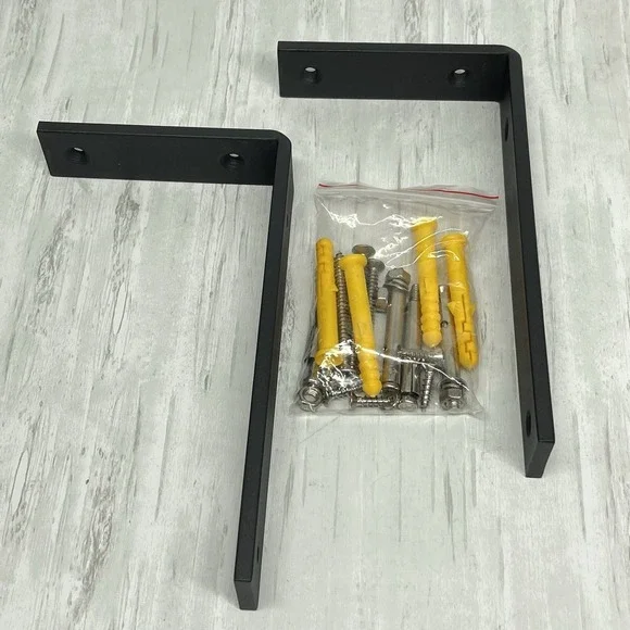 Heavy Duty Metal Shelf Brackets L Shaped Clear Coated Approximately 8X4X1" Set 2 - Picture 1 of 12
